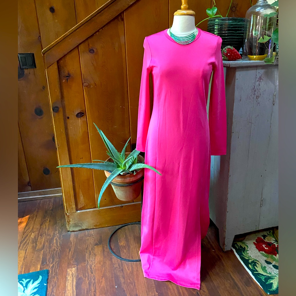 Elizabeth And James Fallon Hot Pink Long Sleeve Maxi Dress